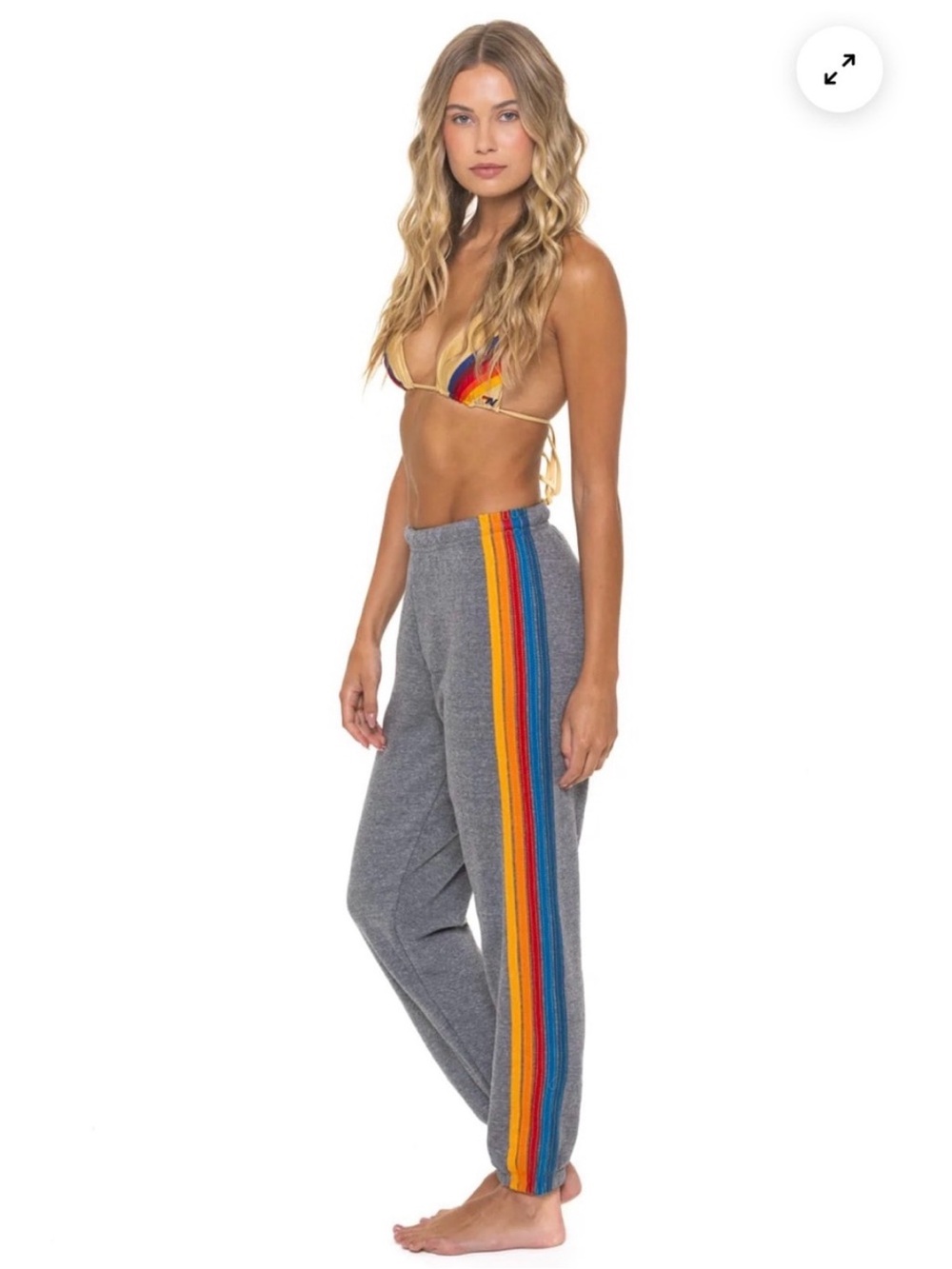 Aviator Nation 5 STRIPE SWEATPANTS - HEATHER GREY